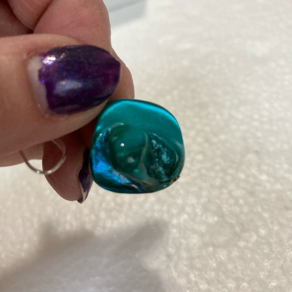 Elegant Silver and Teal Earrings Set ( 2 pairs ) - Picture 9 of 11